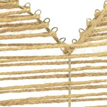 Artículo Corazón decorativo yute natural para decoración navideña para colgar 20cm 4uds