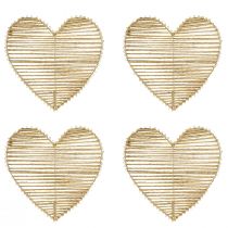 Artículo Corazón decorativo yute natural para decoración navideña para colgar 20cm 4uds