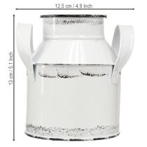 Artículo Jarra decorativa de metal con asas, blanca y negra, 13 cm de alto, 2 piezas