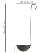 Artículo Maceta decorativa con forma de paleta, color antracita, colgante, Ø16,5 cm, 2 unidades.