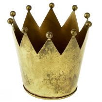 Artículo Macetero decorativo de metal con forma de corona aspecto latón Ø11cm/H10cm