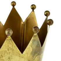 Artículo Macetero decorativo de metal con forma de corona aspecto latón Ø11cm/H10cm