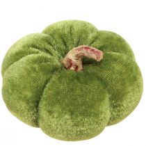 Artículo Calabazas decorativas de tela verde aterciopelado Ø7cm H4,5cm 9 piezas