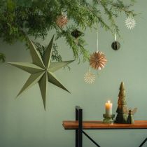 Artículo Lámpara decorativa estrella de papel para colgar yute verde 75x20cm