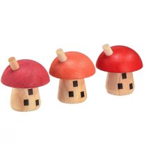 Artículo Setas decorativas casa de madera decoración de madera rojo naranja 6×5cm 6ud