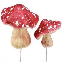 Artículo Setas decorativas agáricos de mosca artificiales rojos en alambre 5,5/8cm 12 piezas