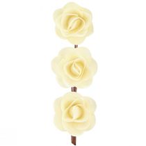 Artículo Rosas Decorativas Crema Rosas Artificiales Rosas de Madera Ø7.5cm 12 uds