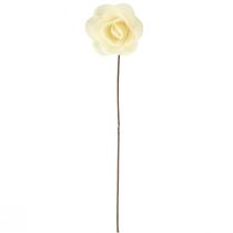 Artículo Rosas Decorativas Crema Rosas Artificiales Rosas de Madera Ø7.5cm 12 uds