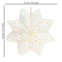 Artículo Copos de nieve decorativos para colgar, de papel, blancos, 15 cm, 4 unidades