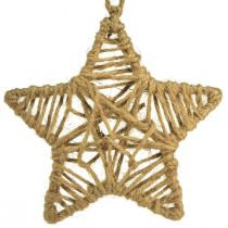 Artículo Estrella decorativa para colgar estrella de yute natural Ø18cm 4uds