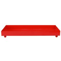 Artículo Bandeja decorativa rectangular de metal rojo con patas 30×15cm