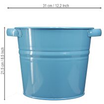 Artículo Maceta/jardinera decorativa de metal en color azul, 31 cm x 26 cm x 21,5 cm.