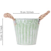 Artículo Maceta decorativa, cubo de metal para plantar, maceta con asas, rosa/verde/amarillo estilo shabby chic Ø15cm H13cm juego de 3 piezas