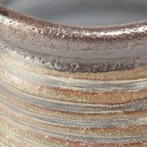 Artículo Maceta decorativa de cerámica, marrón/gris metalizado, 10,5 x 10 cm, 2 unidades