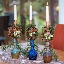 Artículo Jarrón decorativo cerámica azul verde marrón Ø8cm H18,5cm 3ud
