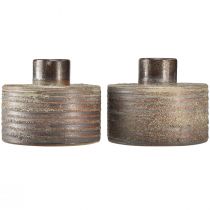 Artículo Jarrón decorativo cerámica jarrón de cerámica marrón azul gris 12x10,5cm 2ud