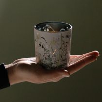 Artículo Farol decorativo de cristal con diseño de hojas para un toque elegante en el hogar, 8 cm, 4 piezas