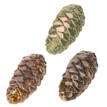 Artículo Piñas decorativas de cerámica, colores surtidos: verde, amarillo y marrón, 8,5 cm, 6 unidades.