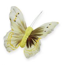 Artículo Mariposa decorativa en alambre amarillo 8cm 12pcs