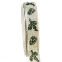 Artículo Cinta decorativa con conos de borde de alambre verde crema An25mm L18m
