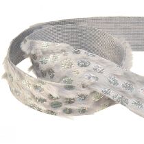 Artículo Cinta decorativa aspecto pelo y efecto holográfico gris plateado 25mm 10m