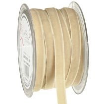 Artículo Cinta decorativa cinta de terciopelo cinta de regalo Terciopelo Beige 10mm 20m