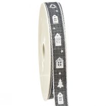 Artículo Cinta decorativa para casas navideñas y árboles de Navidad blanco antracita 15mm 20m