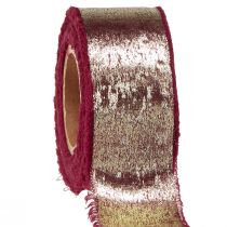 Artículo Cinta decorativa Cinta decorativa navideña Burdeos Dorado A40mm L10m