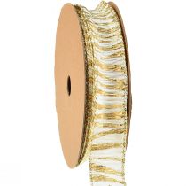 Artículo Cinta decorativa gasa blanco/oro 25mm 15m