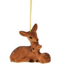 Artículo Percha decorativa decoración ciervo con cervatillo flocado 10cmx5cmx8.5cm