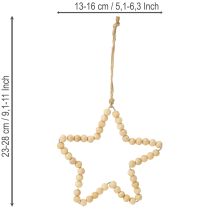 Artículo Adornos navideños: cuentas de madera, corazón, estrella, árbol, 13 cm de alto, 6 piezas