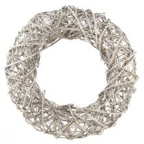 Artículo Corona decorativa decoración de madera ratán blanco natural Ø40cm H9.5cm