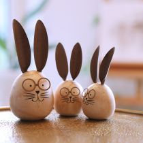 Artículo Conejo decorativo de madera y metal con un diseño divertido, un simpático punto de atracción, 19 cm, 2 piezas