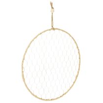 Artículo Anillo decorativo de metal Ø38cm, decoración colgante, rafia, plata, natural, decoración de pared estilo boho, decoración versátil, 4 piezas