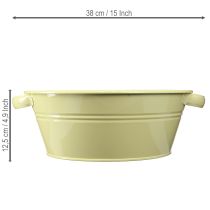 Artículo Bol decorativo de metal, verde amarillento, con asa, Ø33,5 cm.