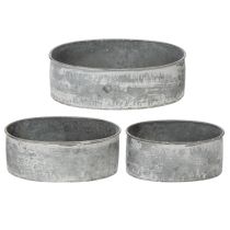 Artículo Bol decorativo de metal, ovalado, gris, L22,5/19,5/16 cm, juego de 3