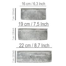 Artículo Bol decorativo de metal, ovalado, gris, L22,5/19,5/16 cm, juego de 3