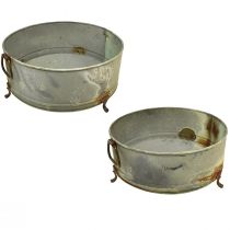 Artículo Cuenco decorativo con pie mango de metal óxido 42/46,5 cm juego de 2