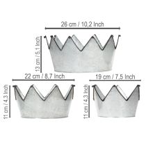 Artículo Cuenco decorativo de metal con forma de corona, Ø26,5/22,5/19 cm, juego de 3