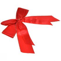 Artículo Lazo decorativo, lazo rojo con ribete dorado – Elegante decoración navideña, 4 cm de ancho, 15 × 21 cm, 2 unidades