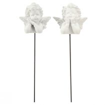 Artículo Tapón decorativo figuras de ángeles decoración de tumbas blanco H5cm 6 piezas