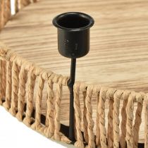 Artículo Bandeja decorativa madera natural metal portavelas negro Ø30cm