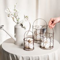 Artículo Juego de cestas de alambre ideal para usar en decoración o en el jardín, 25cm, 1 juego