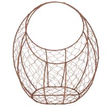 Artículo Cesta de alambre, maceta de metal, decoración de primavera, cesta de Pascua, marrón, acabado óxido, 34 cm de alto x 30 cm de largo.