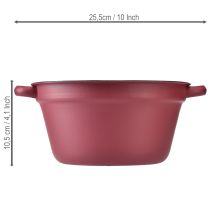 Artículo Cubo metálico con asas, maceta decorativa para plantar, rojo, Ø20,5 cm, H10,5 cm