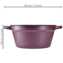 Artículo Cubo con asas, maceta de metal, color morado, Ø22,5 cm, H10,5 cm