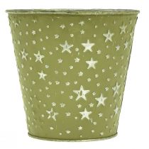 Artículo Macetero Maceta Verde Plata Estrellas Metal Ø14cm