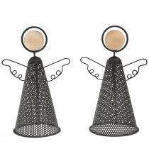 Artículo Figura Angel Navidad Metal Negro Natural 15.5cm 2uds