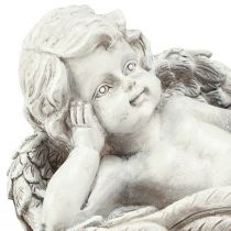 Artículo Ángel acostado figura decorativa decoración de tumba gris poliresina 22cm