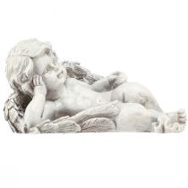 Artículo Ángel acostado figura decorativa decoración de tumba gris poliresina 22cm